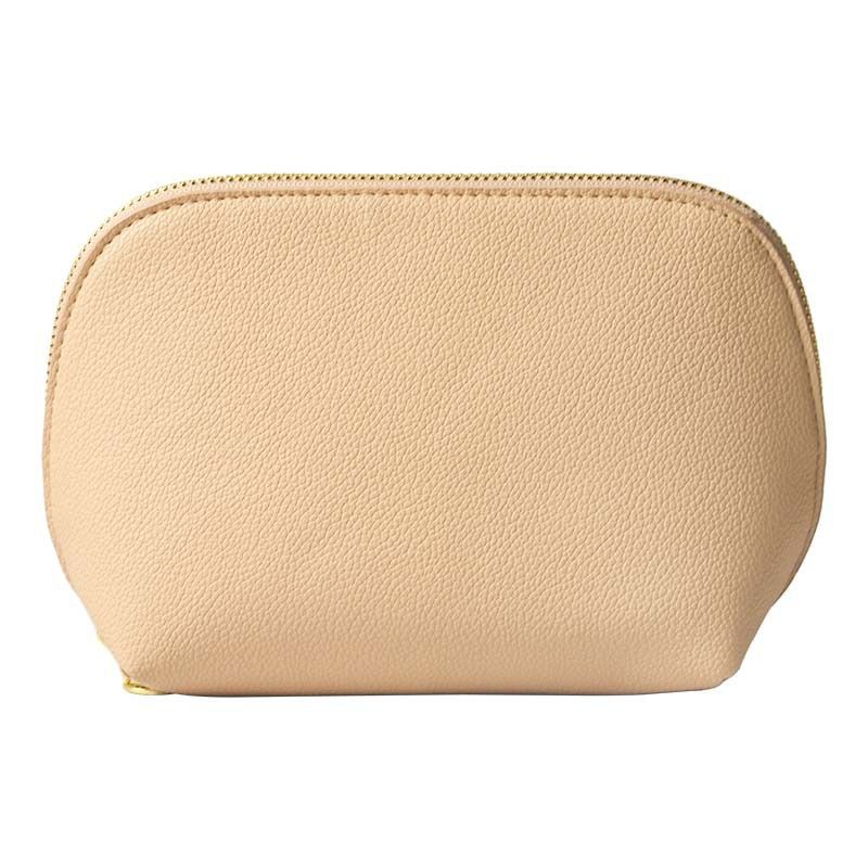 PU Leather Makeup Bag Custom Cube Waterproof Travel. Beige